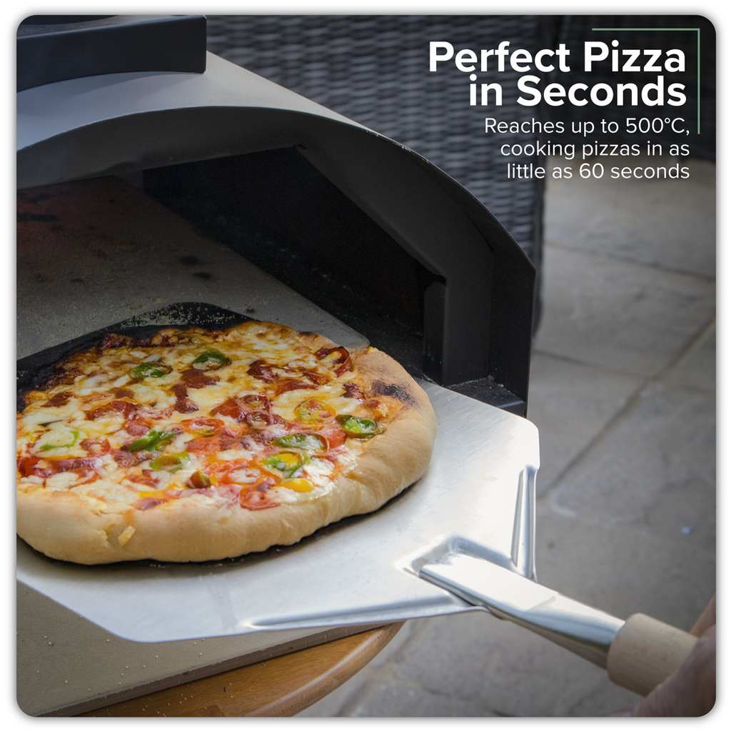 Dellonda Wood-Fired Pizza Oven with Cover & Trolley 14", Black (DG258)