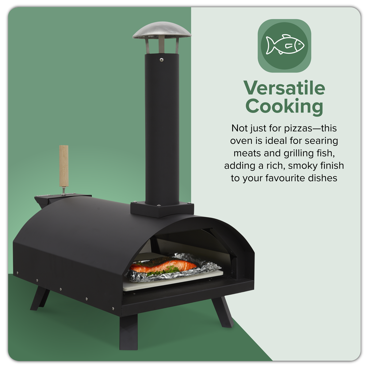 Dellonda Wood-Fired Pizza Oven with Cover 14", Black (DG218)