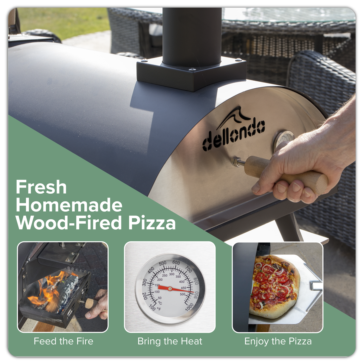 Dellonda Wood-Fired Pizza Oven 14", Black (DG10)