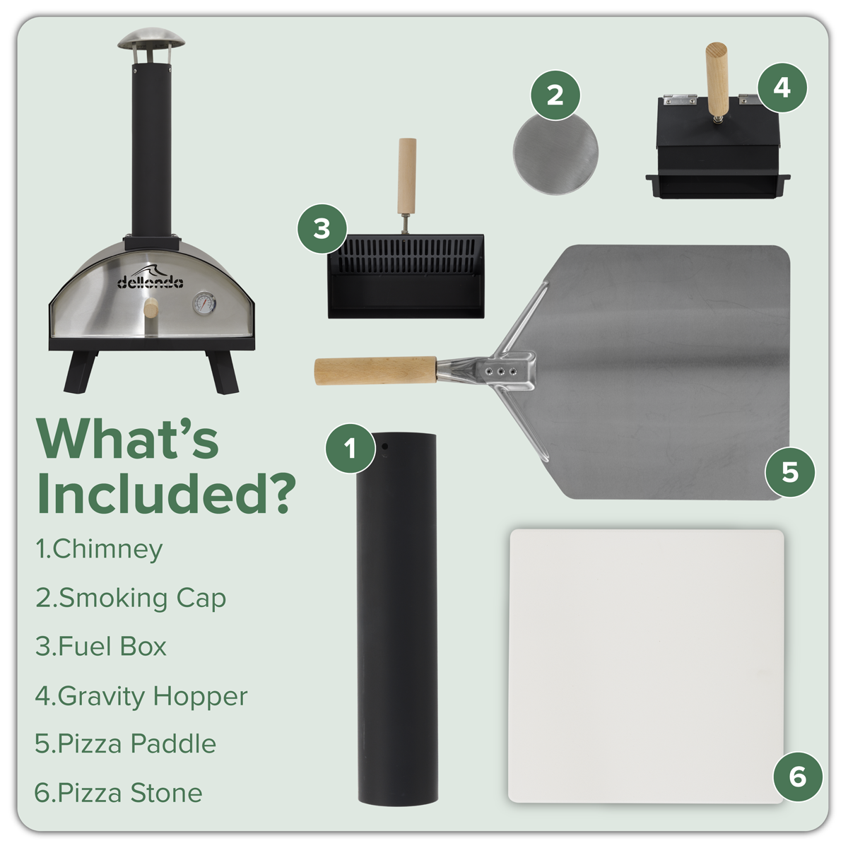 Dellonda Wood-Fired Pizza Oven with Cover & Trolley 14", Black (DG258)