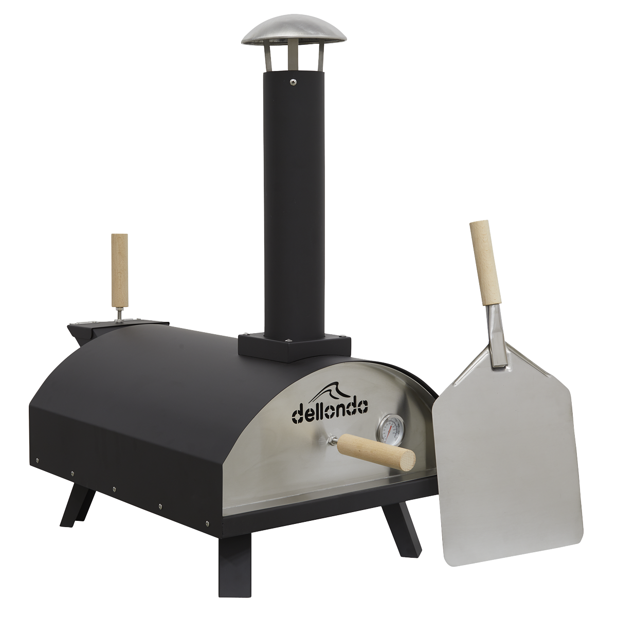 Dellonda Wood-Fired Pizza Oven with Cover 14", Black (DG218)