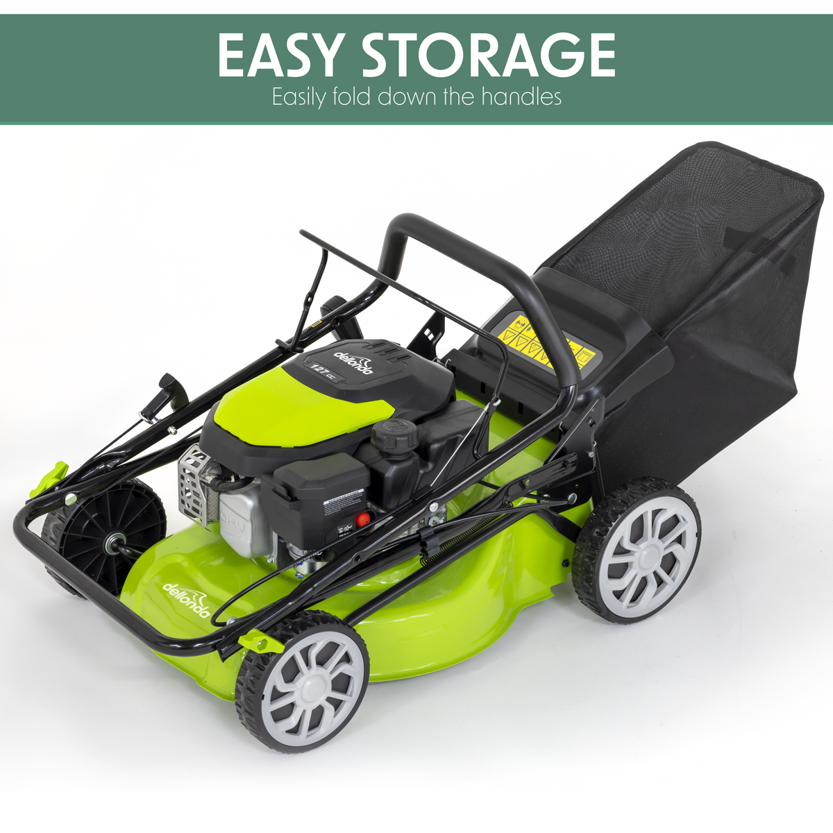 Dellonda Hand-Propelled Petrol Lawnmower, 41cm, 127cc (DG100)
