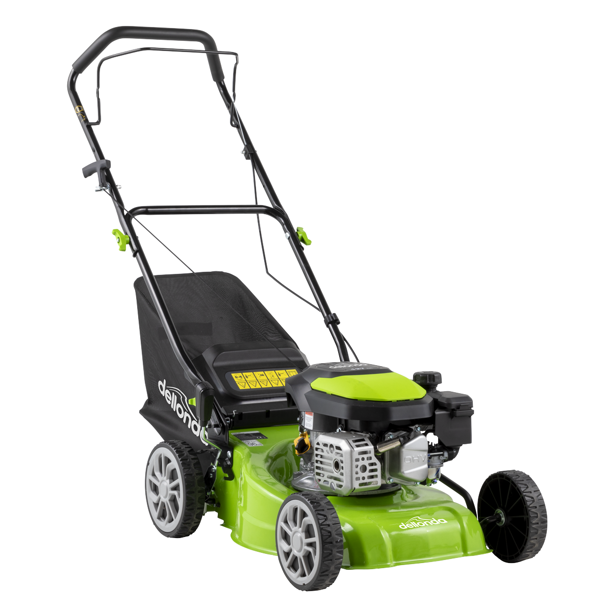 Dellonda Hand-Propelled Petrol Lawnmower Grass Cutter, 127cc 16"/41cm 4-Stroke