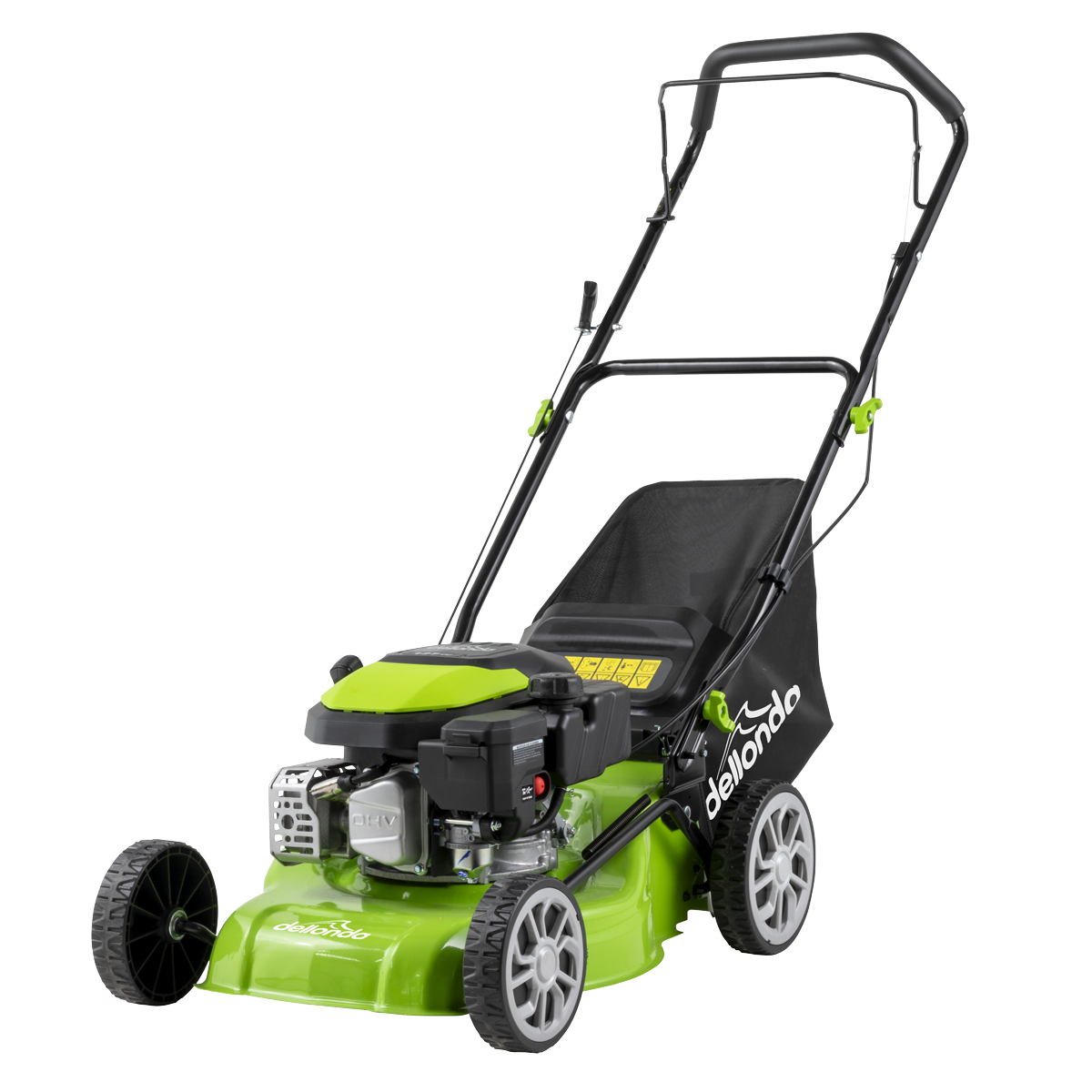 Dellonda Hand-Propelled Petrol Lawnmower Grass Cutter, 127cc 16"/41cm 4-Stroke
