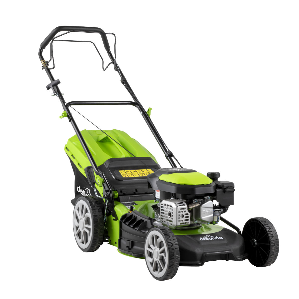 Dellonda DG101 Self-Propelled Petrol Lawnmower Grass Cutter, 18"460mm Cutting Width, 4-Stroke, 144cc