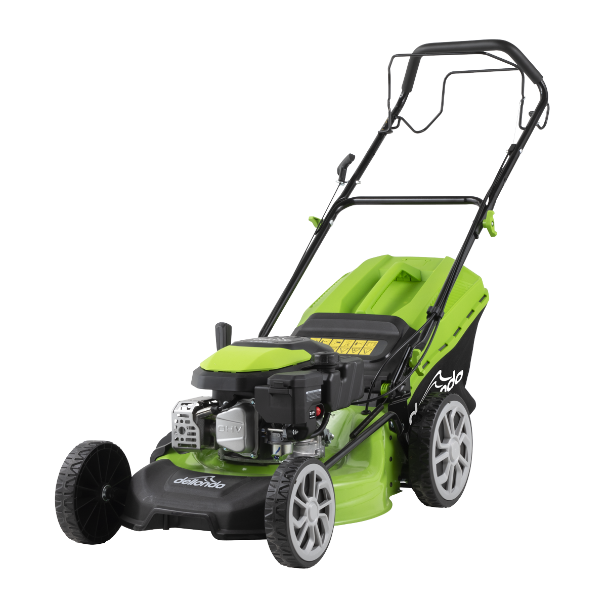 Dellonda DG101 Self-Propelled Petrol Lawnmower Grass Cutter, 18"460mm Cutting Width, 4-Stroke, 144cc