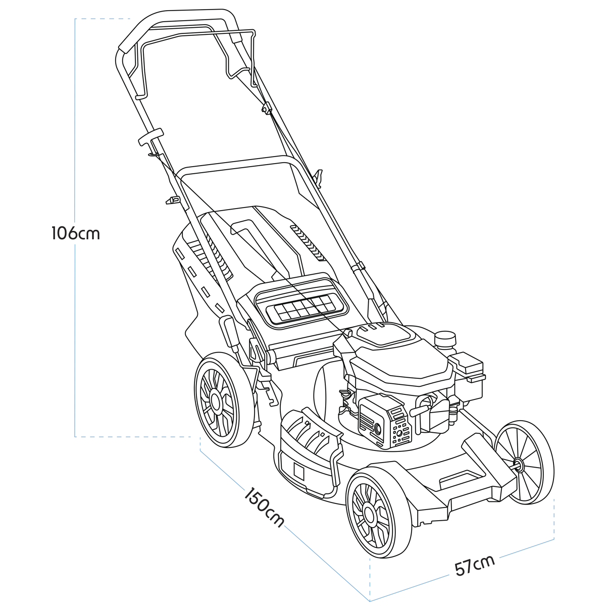 Dellonda Self-Propelled Petrol Lawnmower Grass Cutter with Height Adjustment & Grass Bag 170cc 20"/51cm 4-Stroke Engine