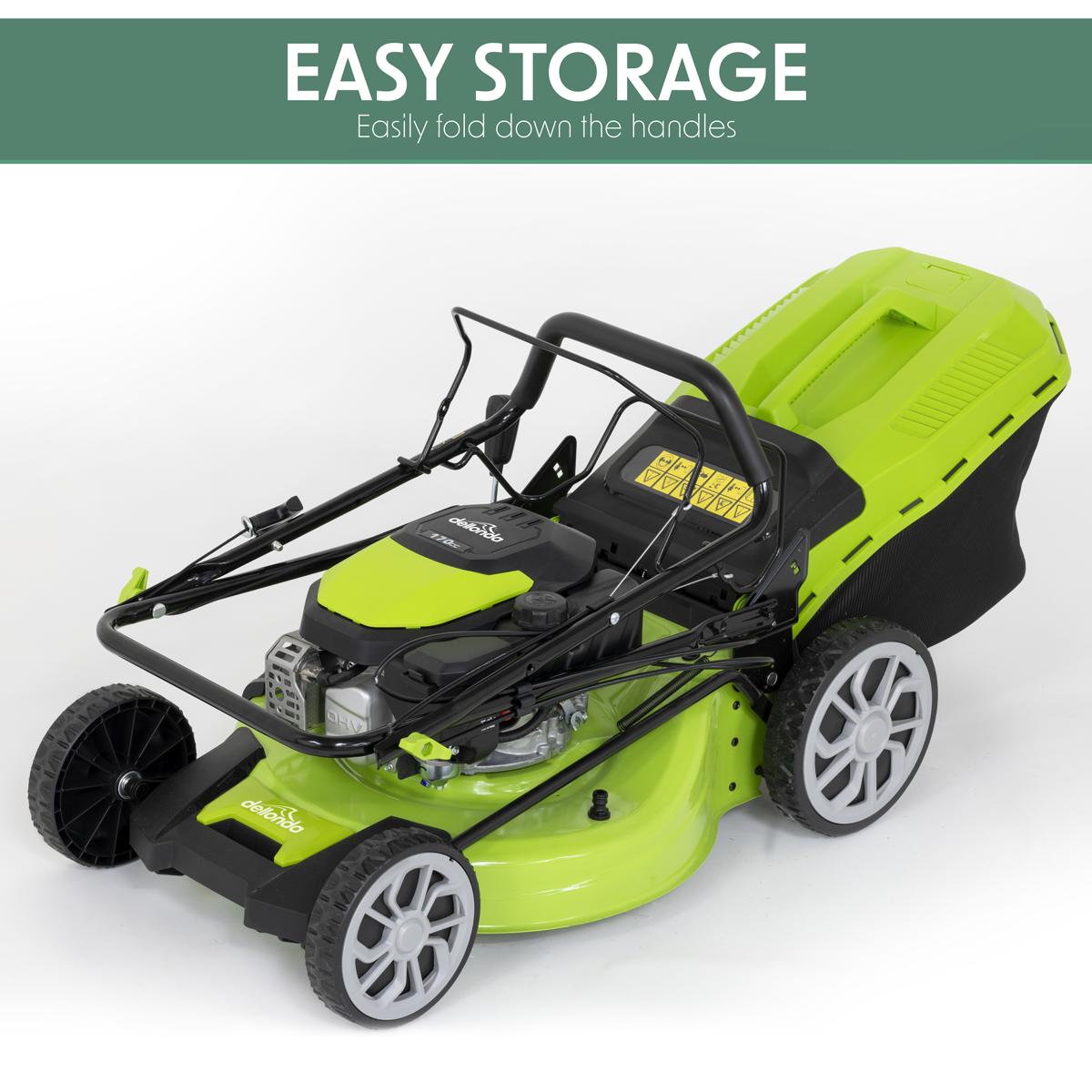 Dellonda Self-Propelled Petrol Lawnmower Grass Cutter with Height Adjustment & Grass Bag 170cc 20"/51cm 4-Stroke Engine