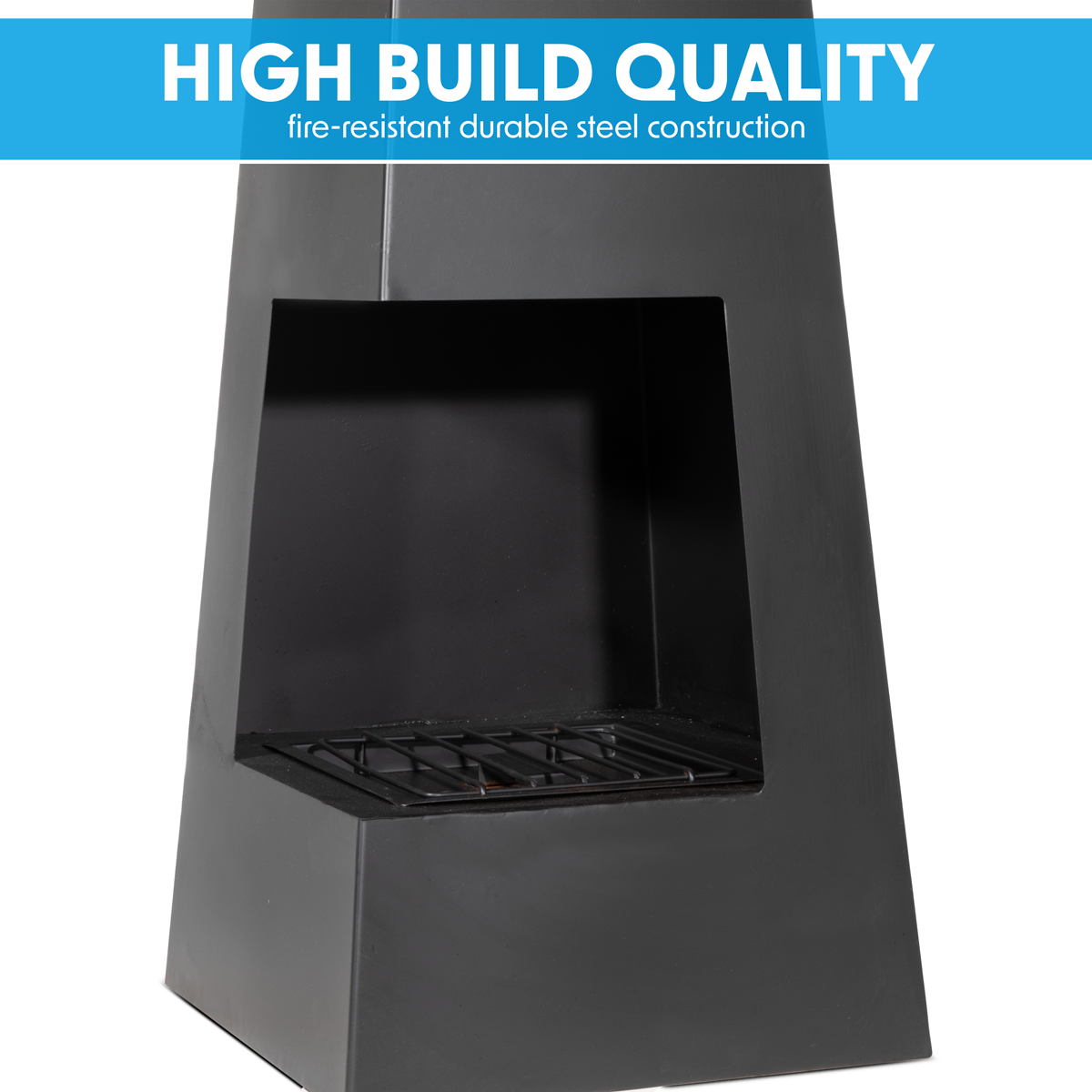 Dellonda Pyramid Outdoor Chiminea, Black Steel (DG105) (Factory Refurbished B)