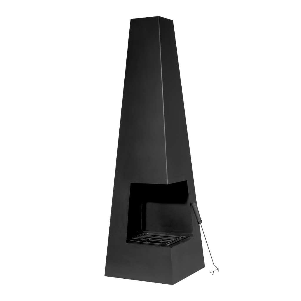Dellonda Pyramid Outdoor Chiminea, Black Steel (DG105)