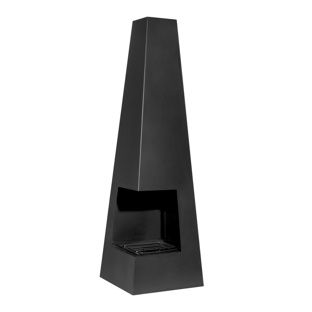 Dellonda Pyramid Outdoor Chiminea, Black Steel (DG105)