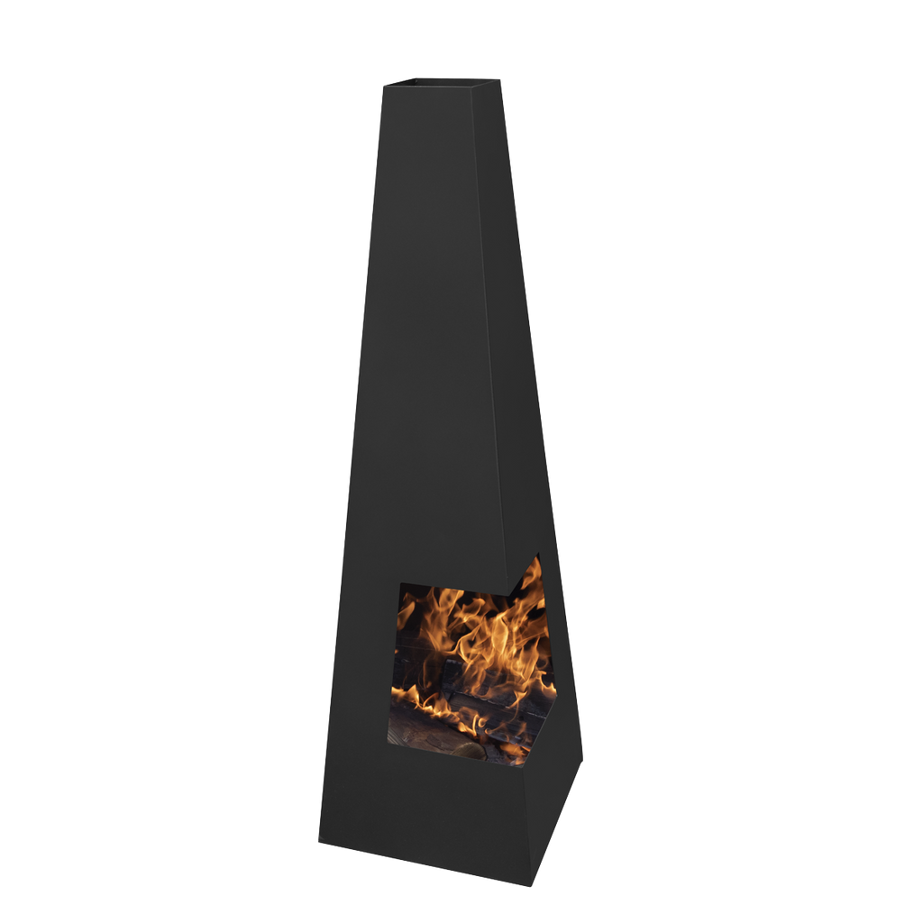 Dellonda Pyramid Outdoor Chiminea, Black Steel (DG105)