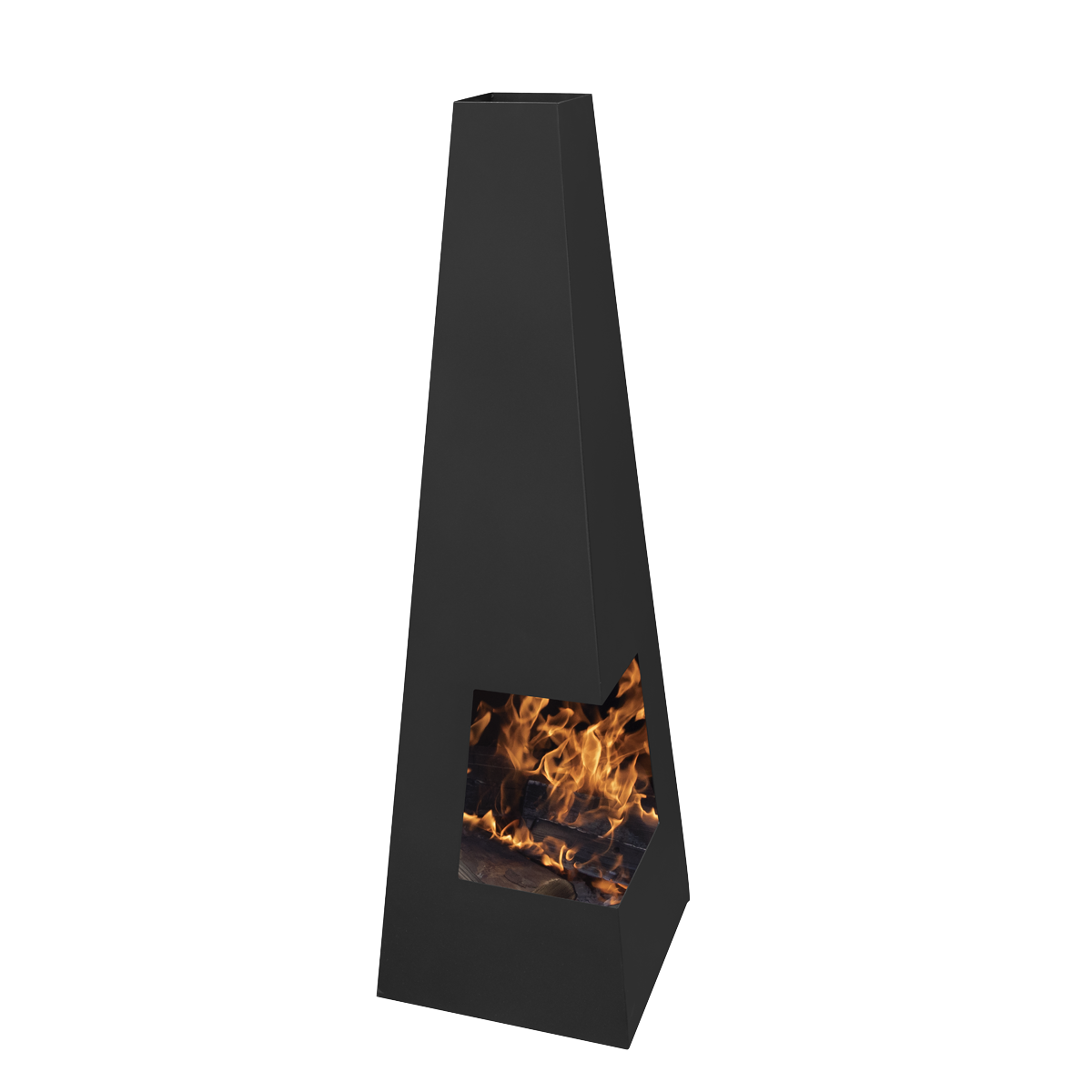 Dellonda Pyramid Outdoor Chiminea, Black Steel (DG105)