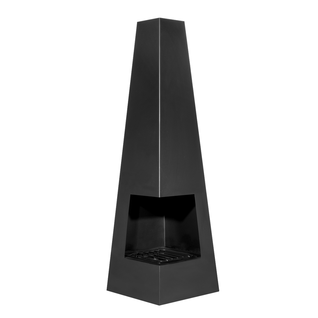 Dellonda Pyramid Outdoor Chiminea, Black Steel (DG105)
