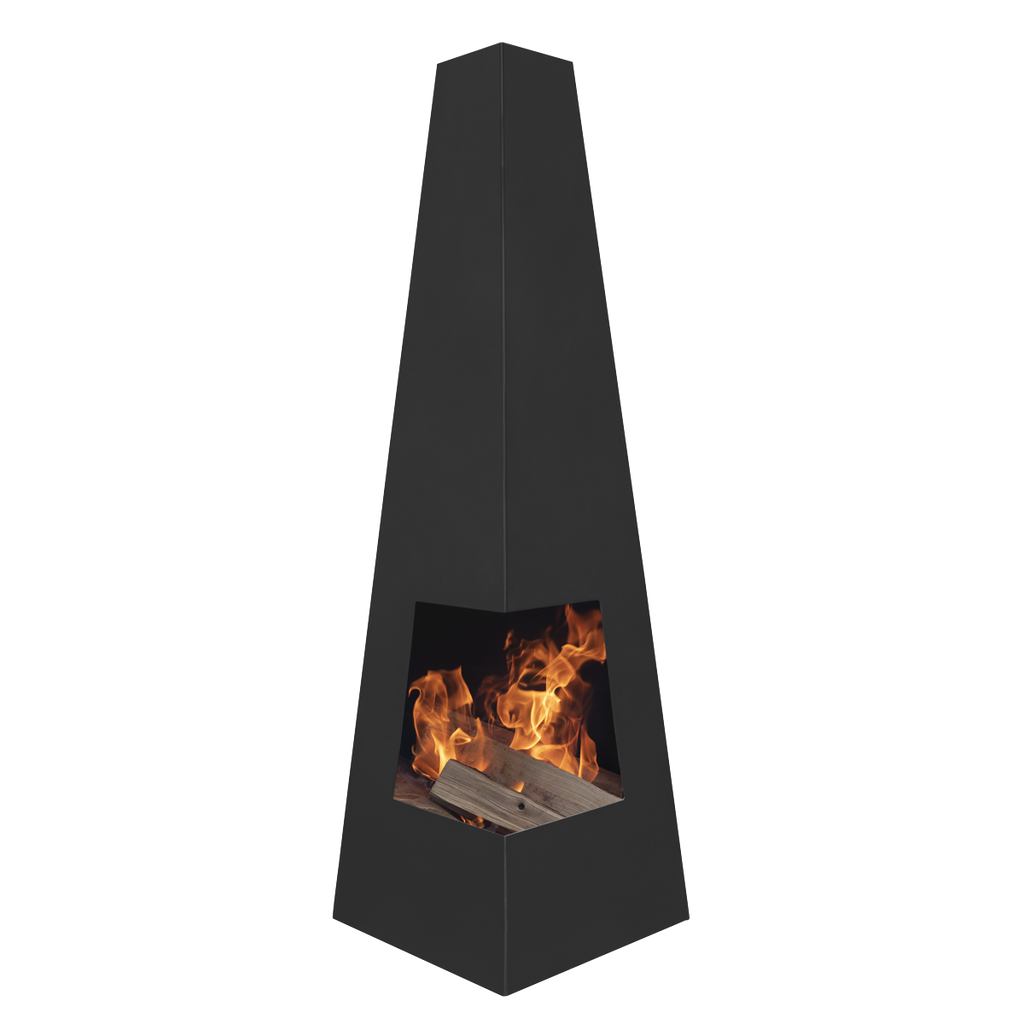 Dellonda Pyramid Outdoor Chiminea, Black Steel (DG105)