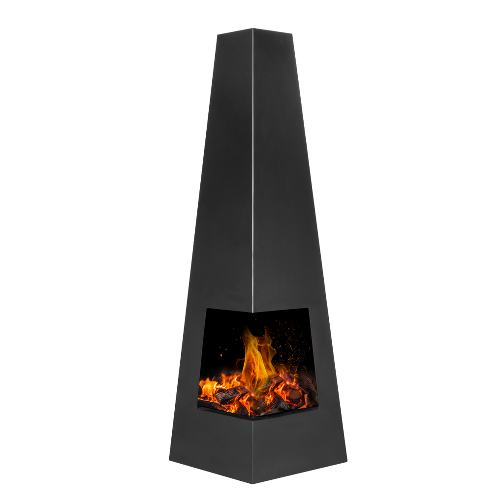 Dellonda Pyramid Outdoor Chiminea, Black Steel (DG105)
