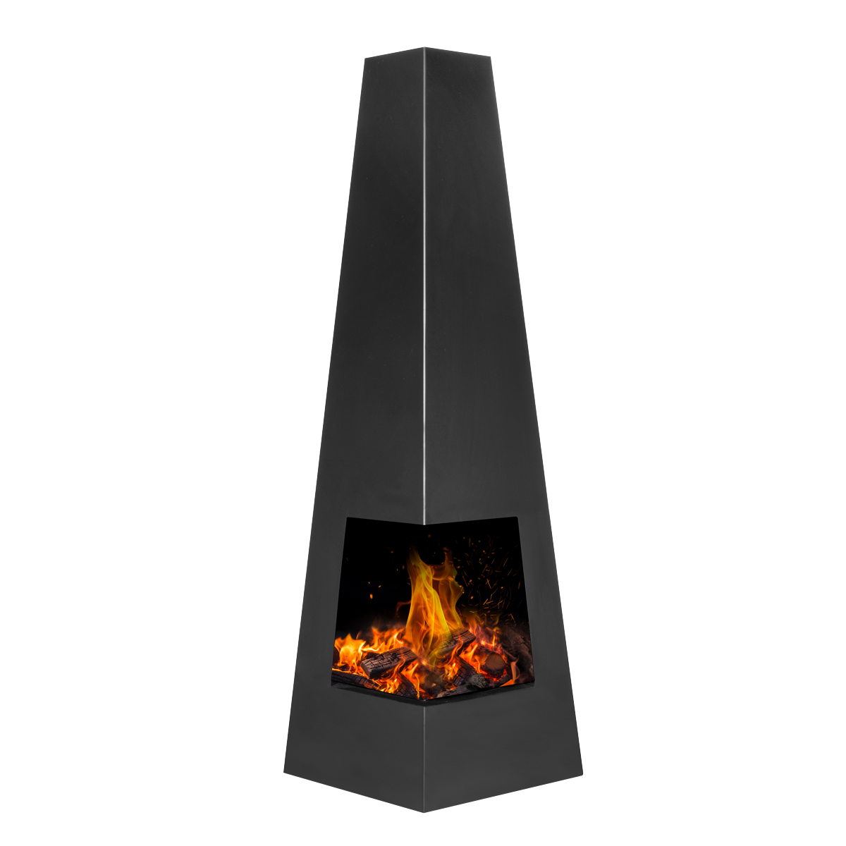 Dellonda Pyramid Outdoor Chiminea, Black Steel (DG105) (Factory Refurbished B)