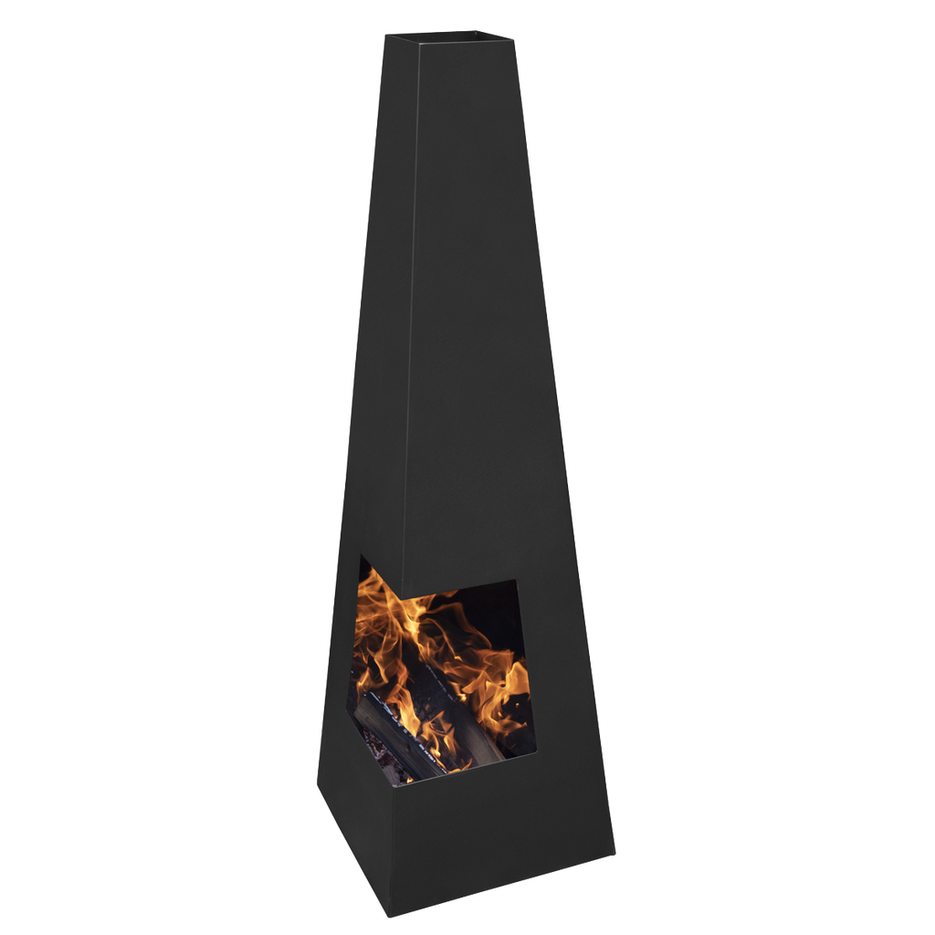 Dellonda Pyramid Outdoor Chiminea, Black Steel (DG105)