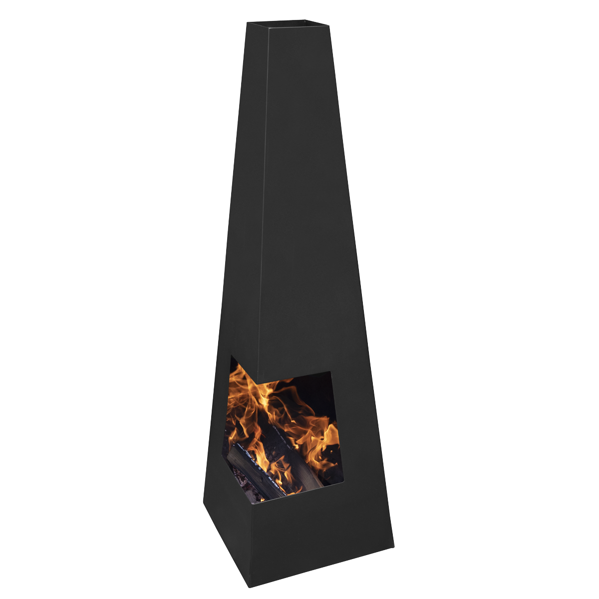 Dellonda Pyramid Outdoor Chiminea, Black Steel (DG105)
