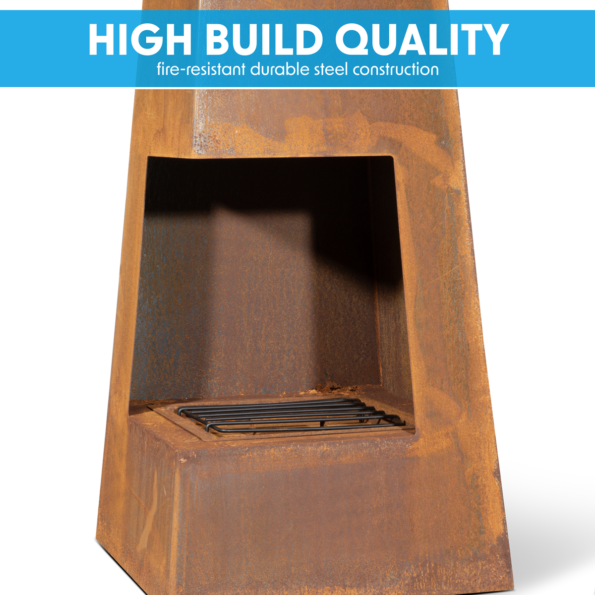 Dellonda Pyramid Outdoor Chiminea, Corten Steel (DG106) (Factory Refurbished B)