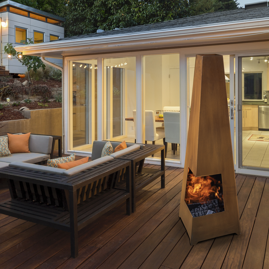 Dellonda Pyramid Outdoor Chiminea, Corten Steel (DG106)