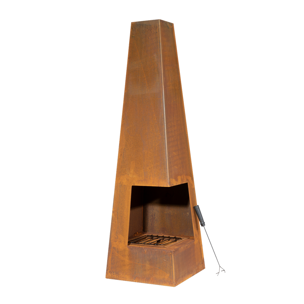 Dellonda Pyramid Outdoor Chiminea, Corten Steel (DG106)