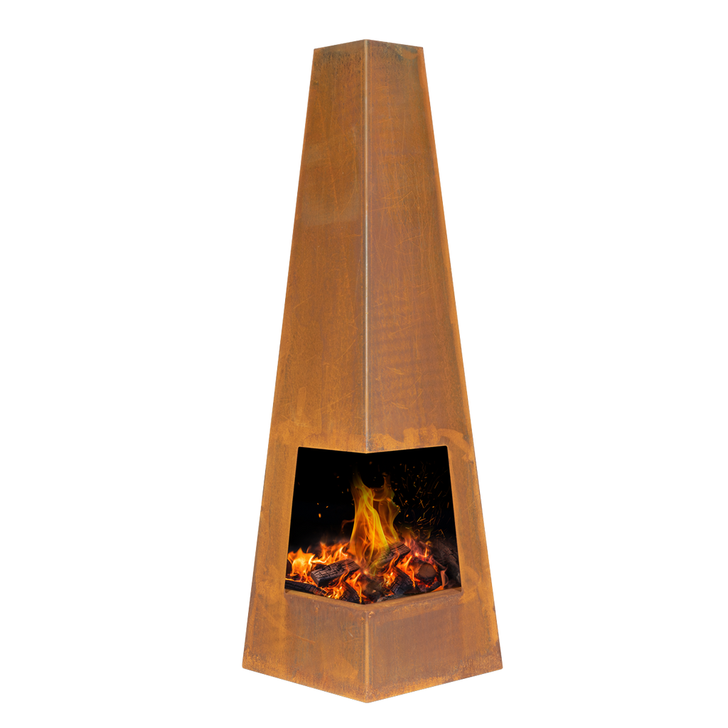 Dellonda Pyramid Outdoor Chiminea, Corten Steel (DG106)