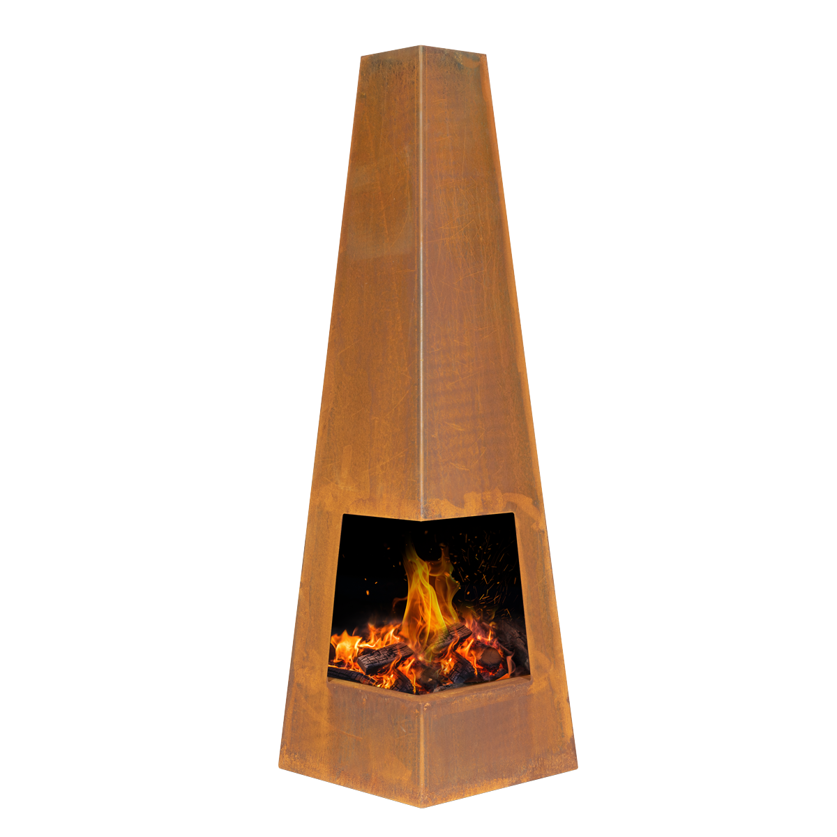 Dellonda Pyramid Outdoor Chiminea, Corten Steel (DG106) (Factory Refurbished B)