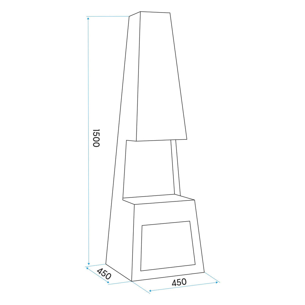 Dellonda Pyramid Outdoor Chiminea with Firewood Storage Black Steel