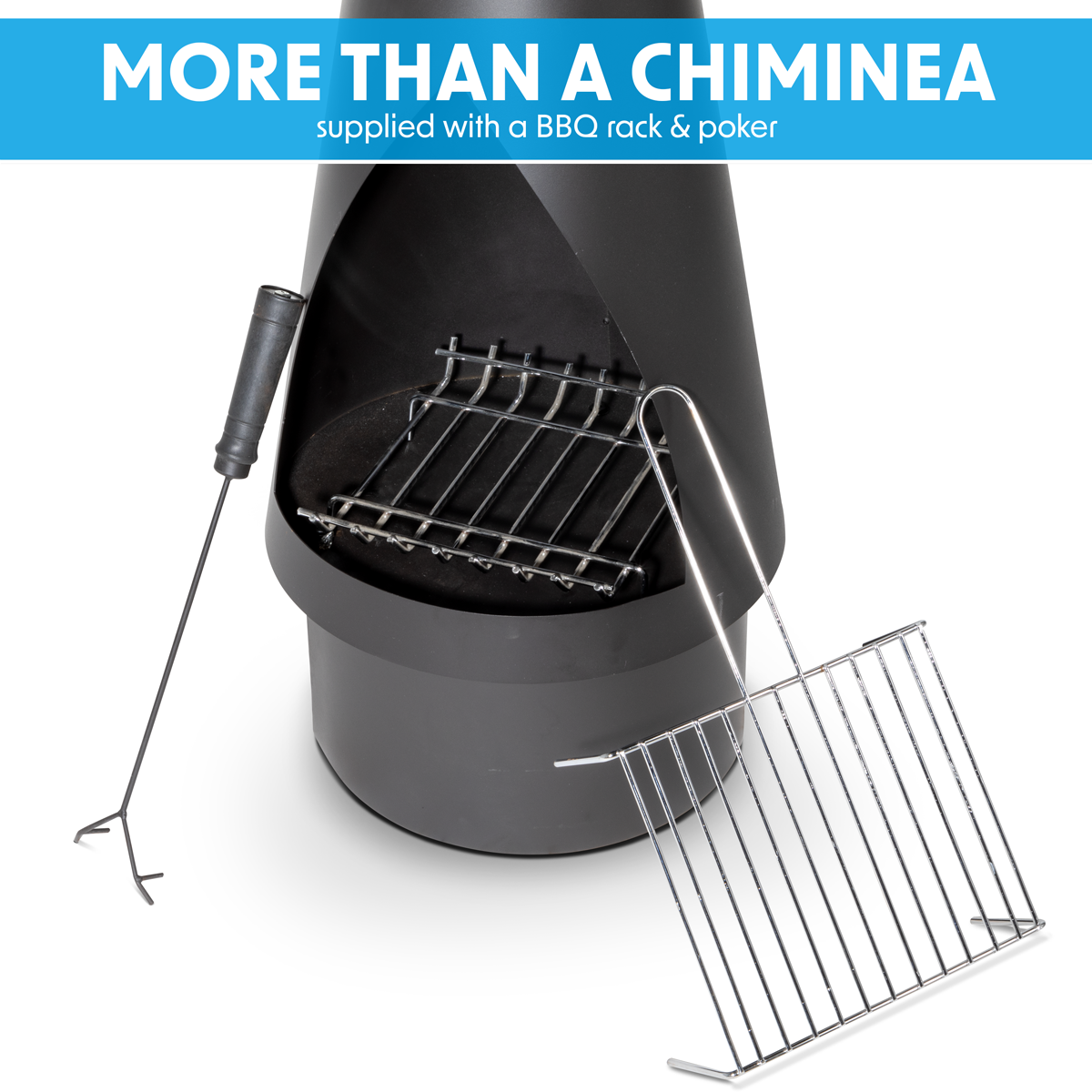 Dellonda Conical Outdoor Chiminea, Black Steel (DG109)