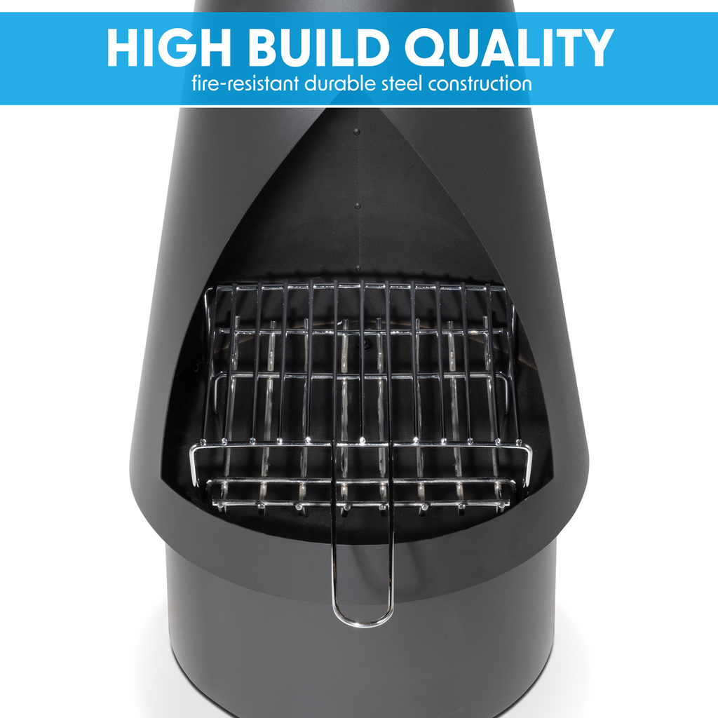 Dellonda Conical Outdoor Chiminea, Black Steel (DG109)