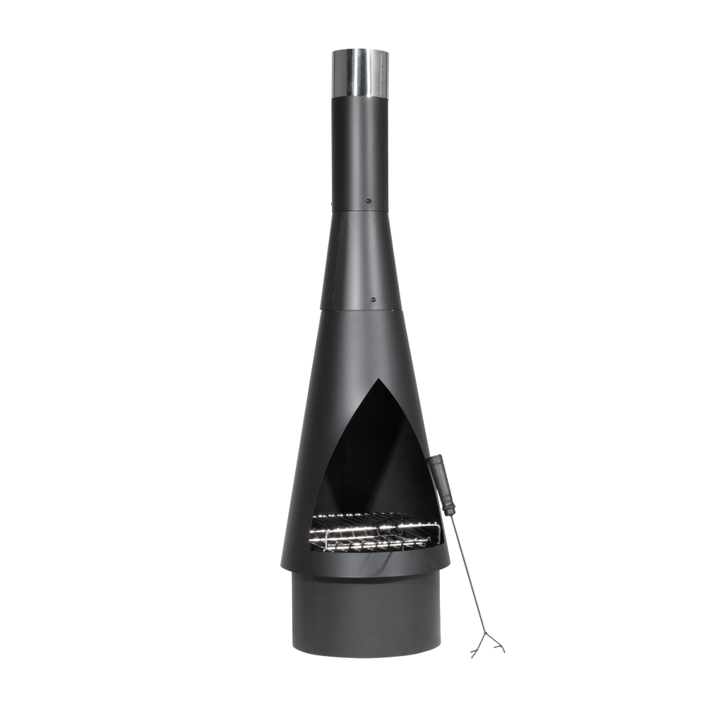 Dellonda Conical Outdoor Chiminea, Black Steel (DG109)
