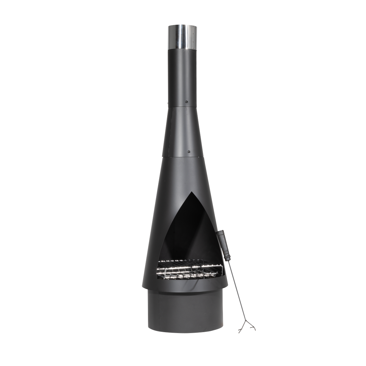 Dellonda Conical Outdoor Chiminea, Black Steel (DG109)