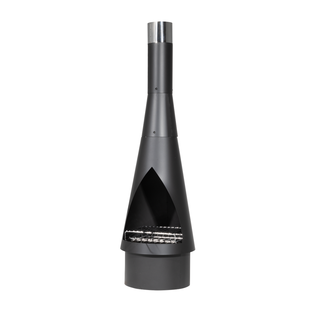Dellonda Conical Outdoor Chiminea, Black Steel (DG109)