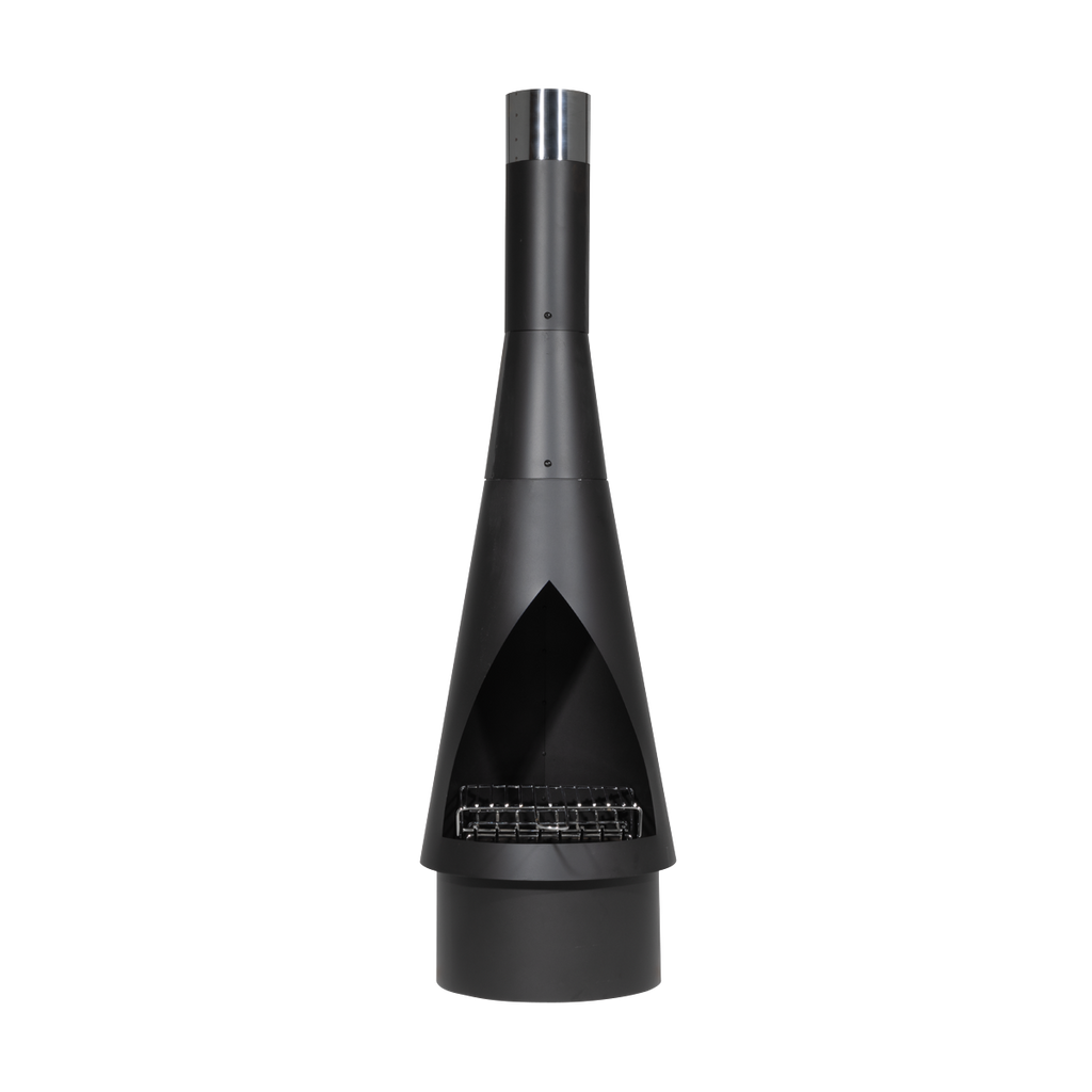 Dellonda Conical Outdoor Chiminea, Black Steel (DG109)