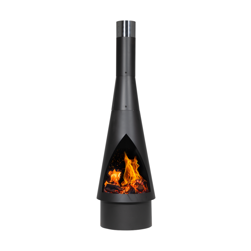 Dellonda Conical Outdoor Chiminea, Black Steel (DG109)