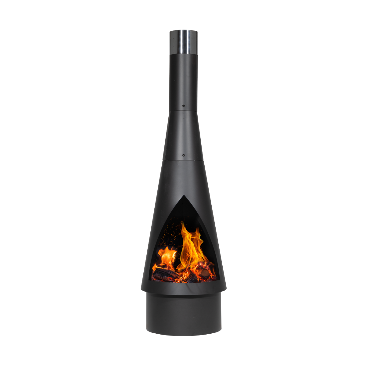 Dellonda Conical Outdoor Chiminea, Black Steel (DG109)