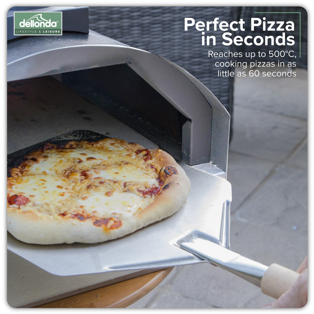 Dellonda Wood-Fired Pizza Oven with Cover & Trolley 14", Stainless Steel (DG259)