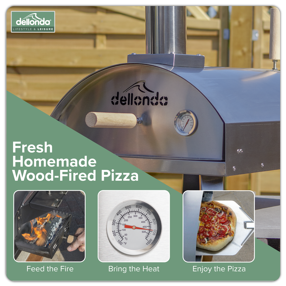 Dellonda Wood-Fired Pizza Oven 14", Stainless Steel (DG11)