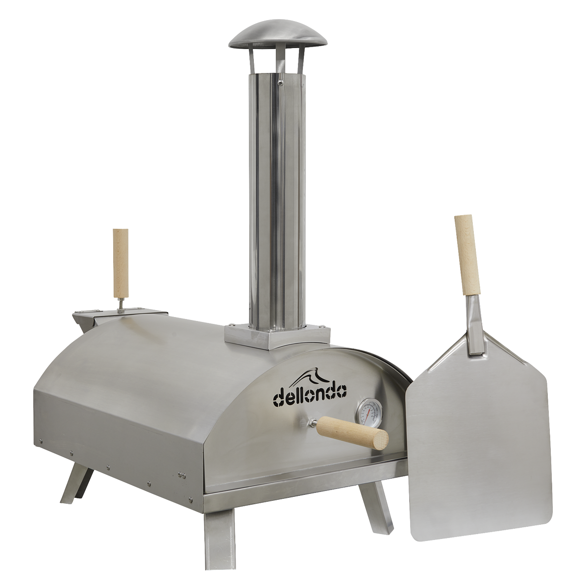 Dellonda Wood-Fired Pizza Oven with Cover 14", Stainless Steel (DG219)