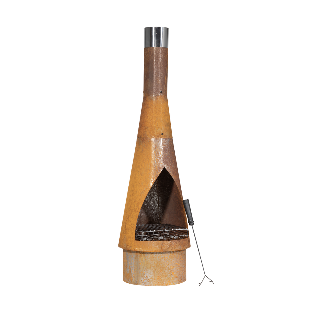 Dellonda Outdoor/Garden/Patio Conical Chiminea, Fireplace, Fire Pit, Heater, H127cm - Corten Steel