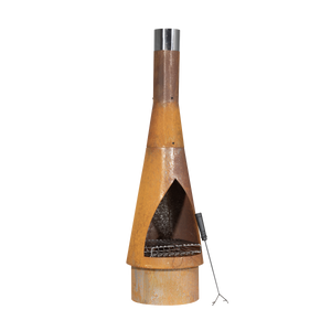 Dellonda Outdoor/Garden/Patio Conical Chiminea, Fireplace, Fire Pit, Heater, H127cm - Corten Steel