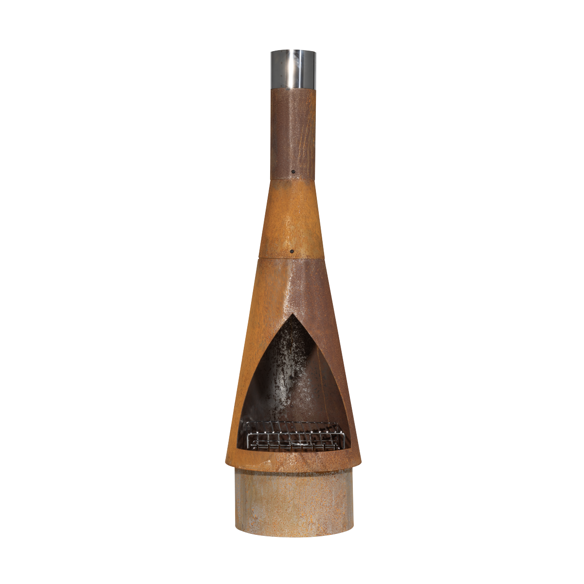 Dellonda Outdoor/Garden/Patio Conical Chiminea, Fireplace, Fire Pit, Heater, H127cm - Corten Steel