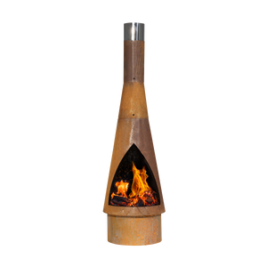 Dellonda Outdoor/Garden/Patio Conical Chiminea, Fireplace, Fire Pit, Heater, H127cm - Corten Steel