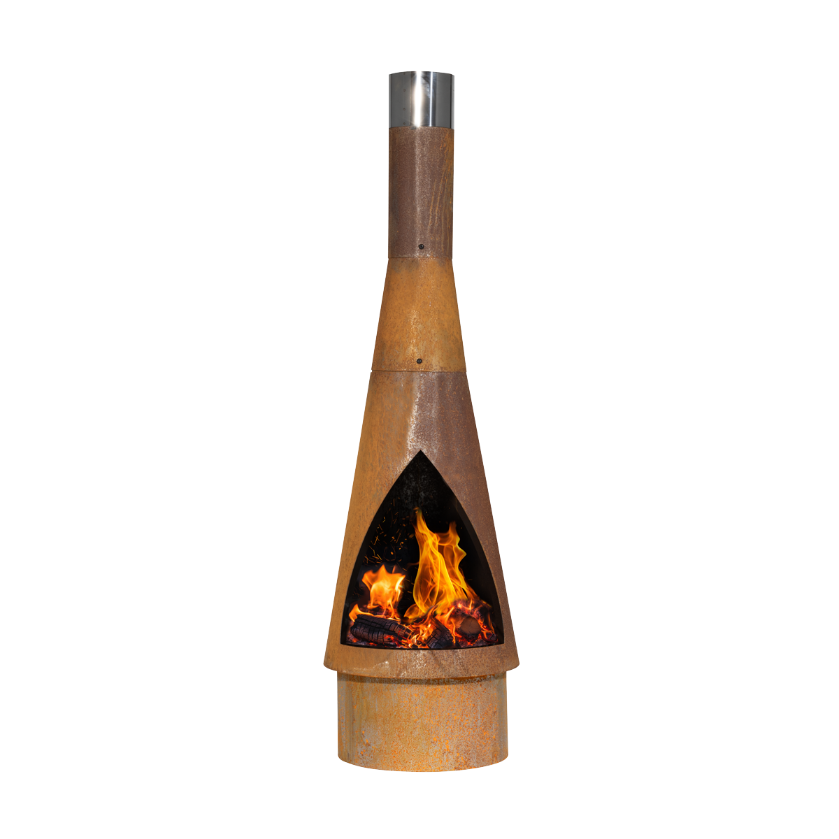 Dellonda Outdoor/Garden/Patio Conical Chiminea, Fireplace, Fire Pit, Heater, H127cm - Corten Steel