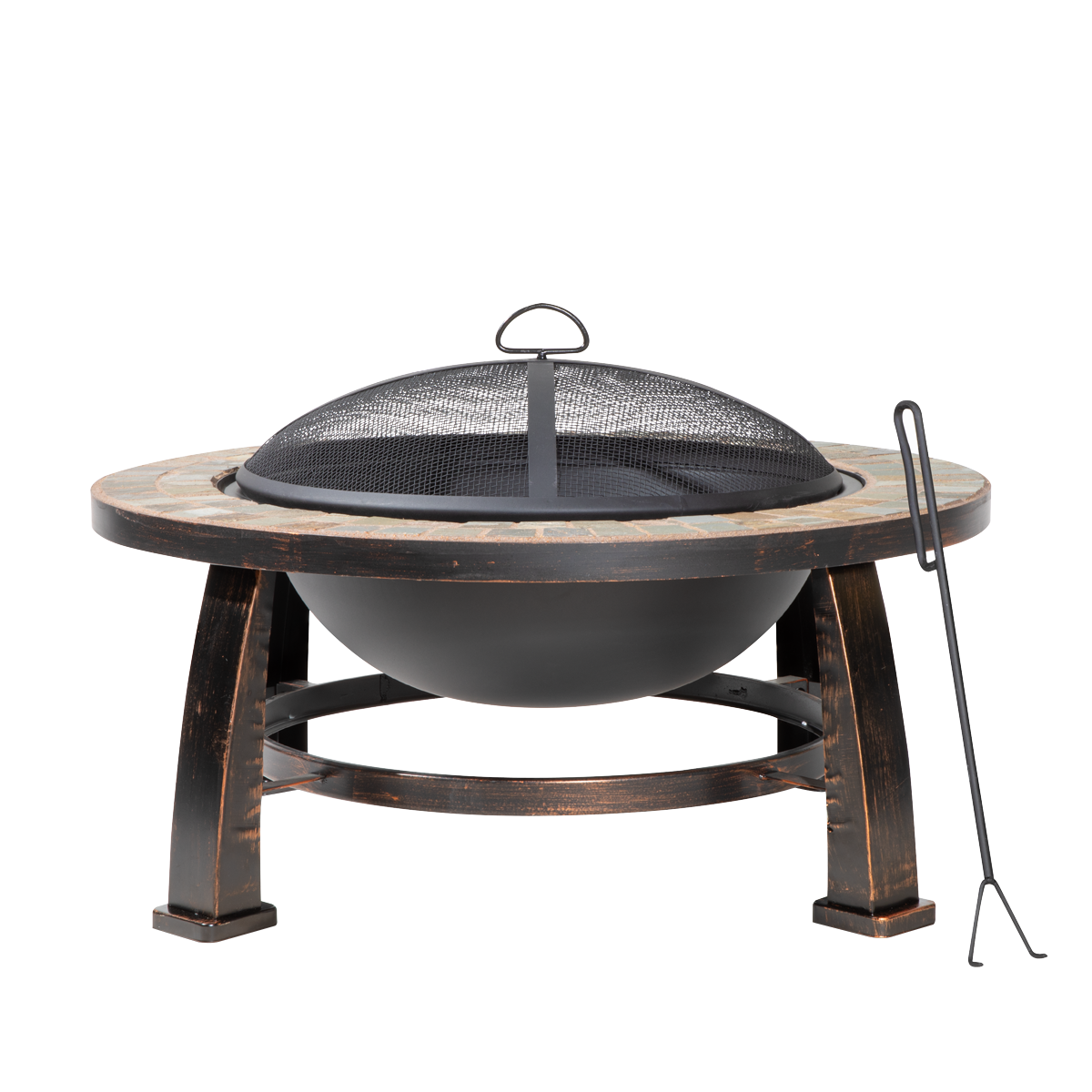 Dellonda Deluxe Traditional Style Outdoor Fire Pit 30" with Slate Top (DG111) (Factory Refurbished A)