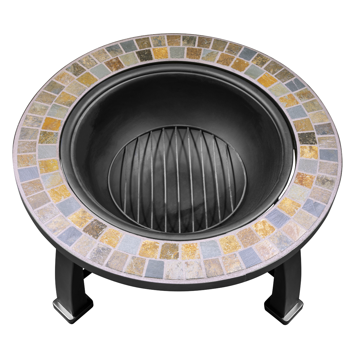 Dellonda Deluxe Traditional Style Outdoor Fire Pit 30" with Slate Top (DG111) (Factory Refurbished A)