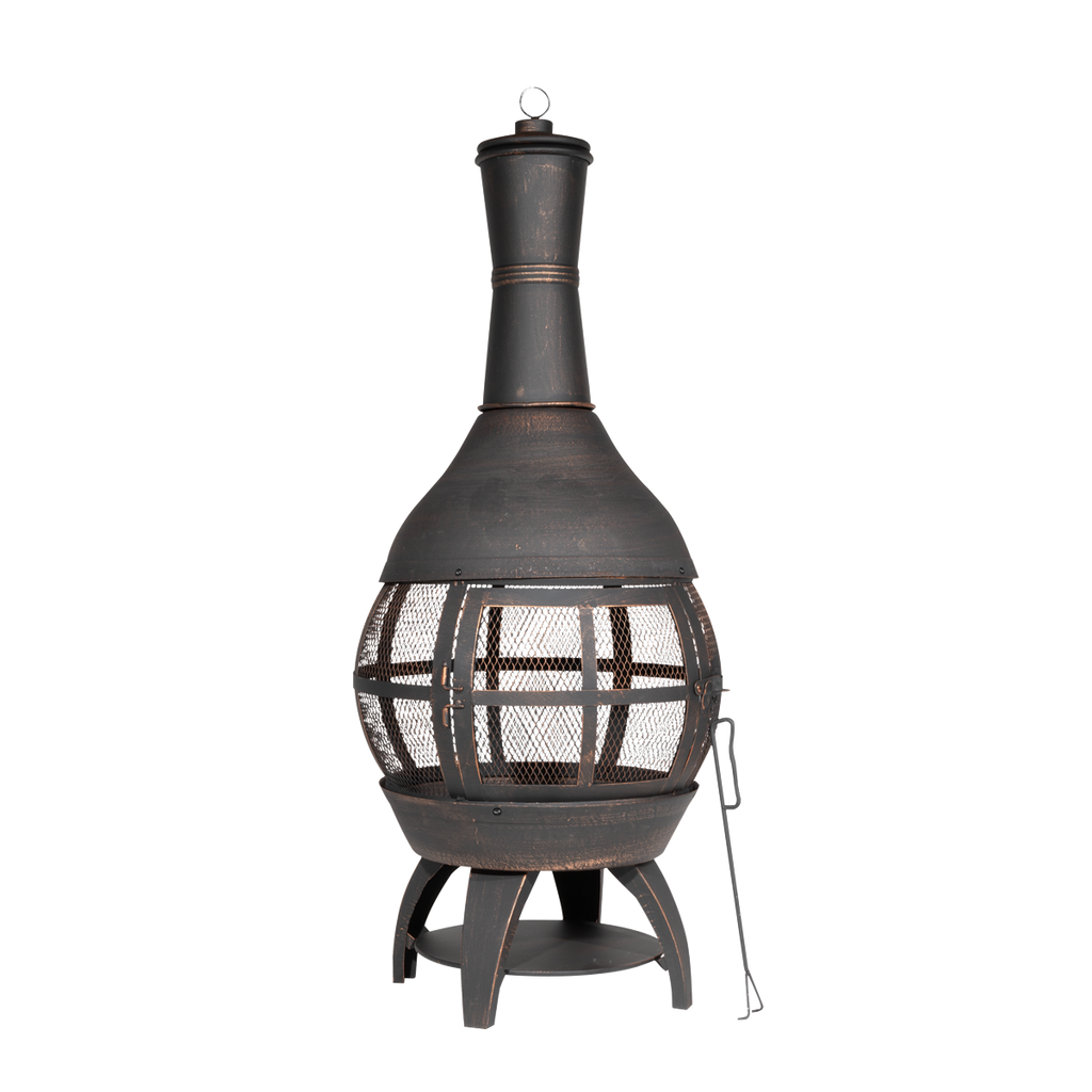 Dellonda Deluxe 360° Chiminea/Fire Pit/Outdoor Heater, Antique Bronze (DG112)