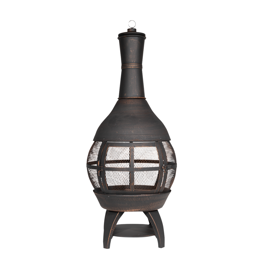 Dellonda Deluxe 360° Chiminea/Fire Pit/Outdoor Heater, Antique Bronze (DG112)