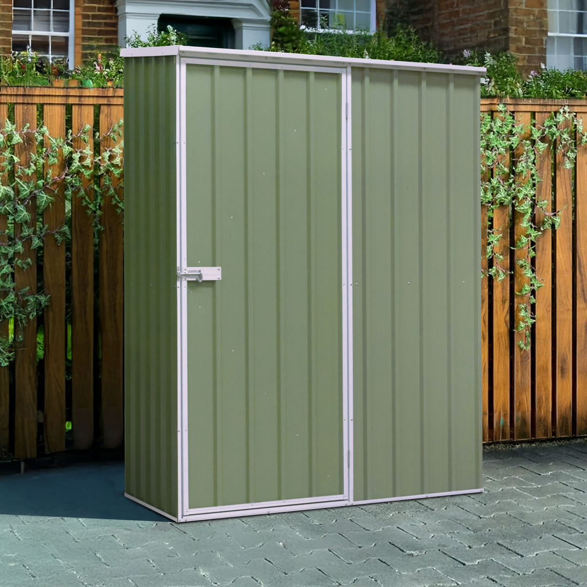 Dellonda Galvanized Steel Storage Shed, 5ft x 2.5ft, Pent Style Roof, Green (DG113) (Factory Refurbished A)
